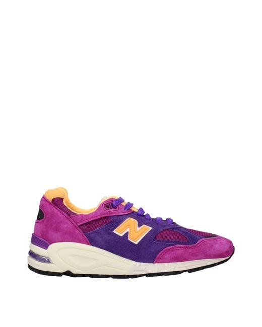 New Balance Purple Sneakers 990 Uomo Camoscio Viola/Giallo for men