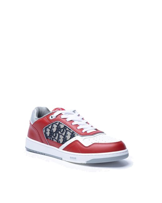 Dior Red Oblique Leather Sneakers for men