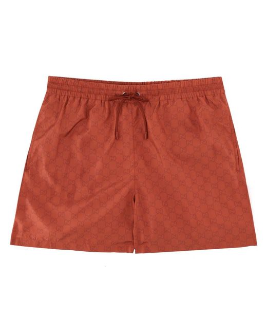 Gucci Red "Gg" Weave Swimsuit for men