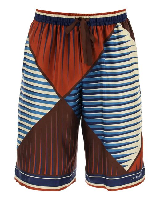 Dolce & Gabbana Bedruckte Seiden -Bermuda -Shorts Set in Blue für Herren