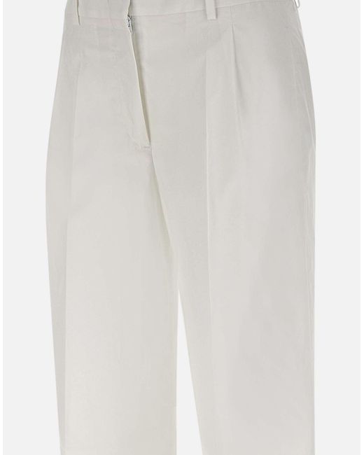 Iceberg White Cotton Trousers With Split