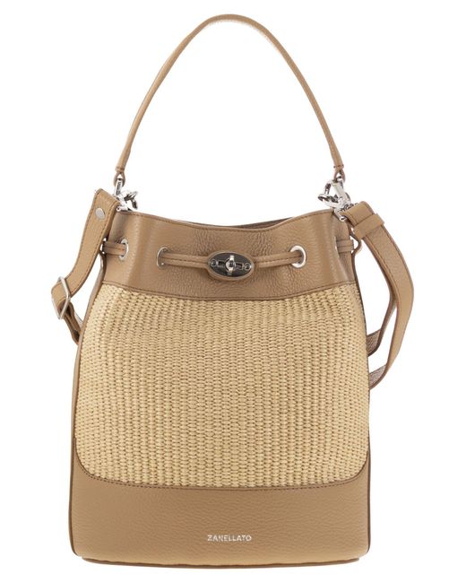 Zanellato Natural Monda' Straw Fabric Bag S