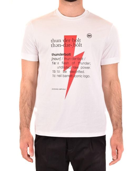 Neil Barrett White Short-Sleeved Crew Neck T-Shirt With Graphic Print for men