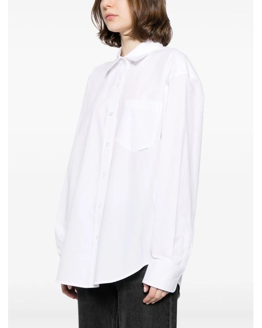 Alexander Wang White Boyfriend Shirt With Logo Flag Tag