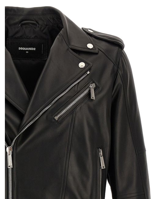 DSquared² Bikerjacke aus Leder in Black für Herren