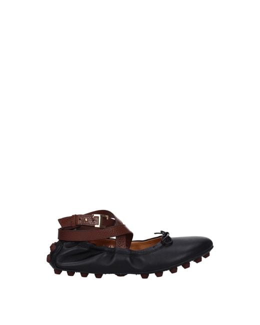 Tod's Brown Ballerine Donna Pelle Nero/Mogano for men