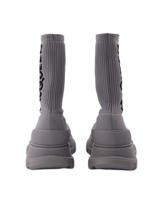 McQueen Gray Sock Boots