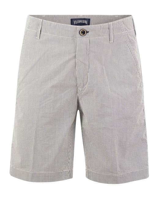 Vilebrequin Gray Micro Striped Cotton Bermuda Shorts