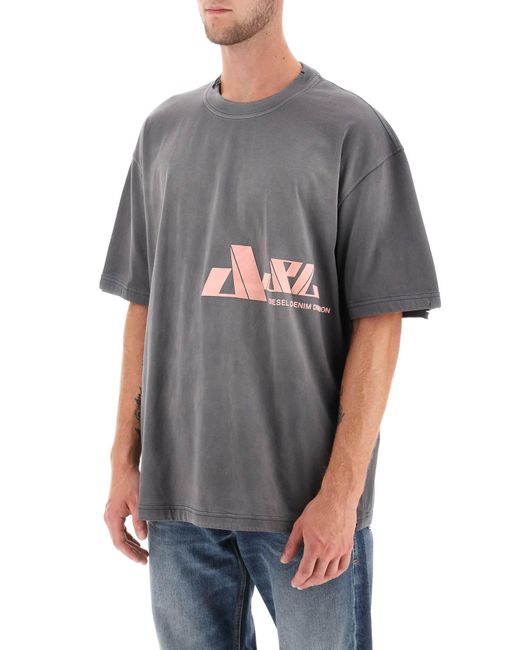 DIESEL Gray T-Washrat T-Shirt With Flocked Logo for men