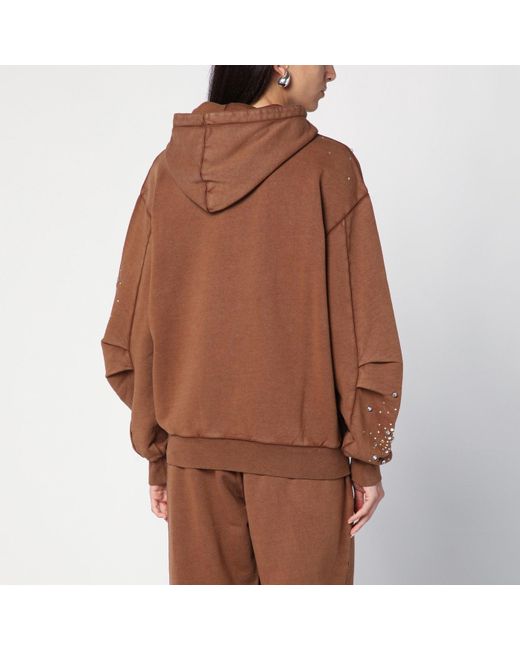 Des Phemmes Brown Cotton Sweatshirt With Crystals