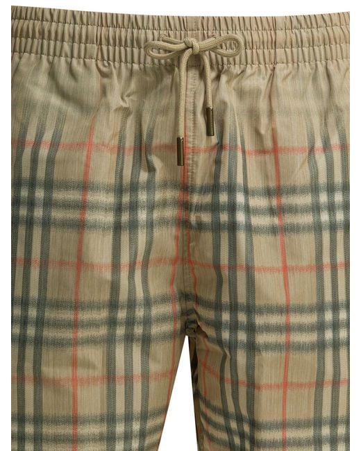Burberry Green Check Polyester Swim Shorts for men