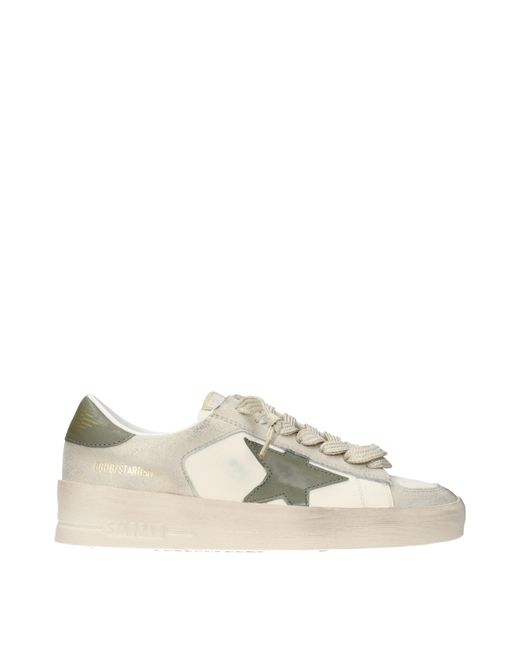 Golden Goose Deluxe Brand Natural Stardan Leather Sneakers/Platinum