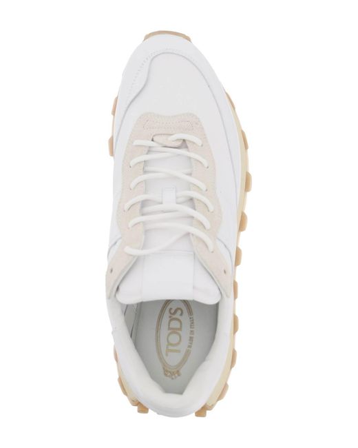 Leather and tissu 1 t baskets Tod's pour homme en coloris White