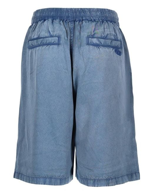 DIESEL Blue Solid Shorts for men