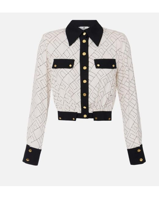 Bi Color Cropped Shirt Elisabetta Franchi en coloris White