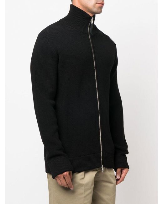 Maison Margiela Black Ribbed Knit Cardigan With Zip