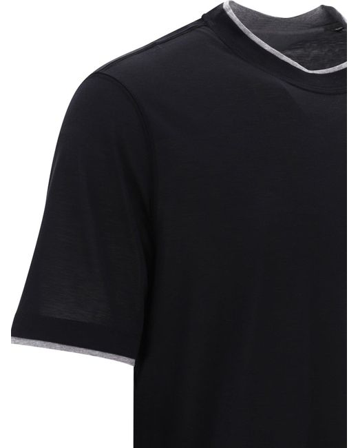 Brunello Cucinelli "Faux Laying" T -Shirt in Black für Herren