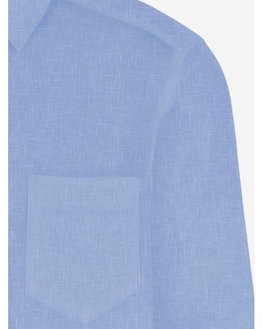 Jacob Cohen Blue Linen Shirt for men