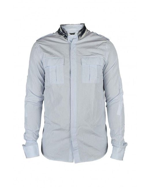 Balmain Blue Shirt With Denim Collar for men