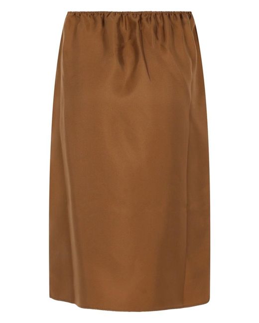 Loulou de Saison Brown Vasali Silk Twill Skirt
