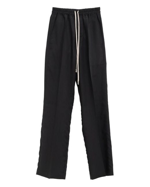 Rick Owens Black Drawstring Cotton Trousers