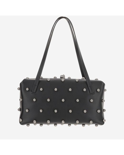 Jil Sander Black Goji Kissen Leder -Umhängetasche