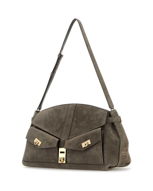 Ferragamo Multicolor Salvatore Suede Shoulder Bag