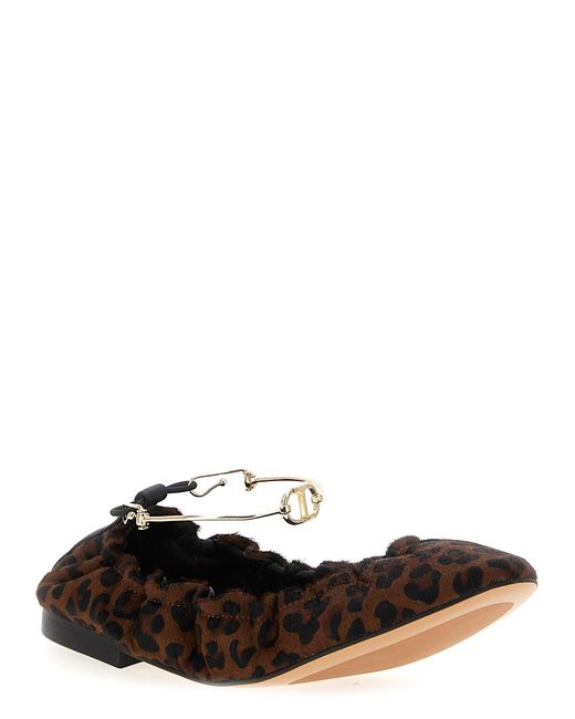 Twinset Black Animal Print Ballet Flats