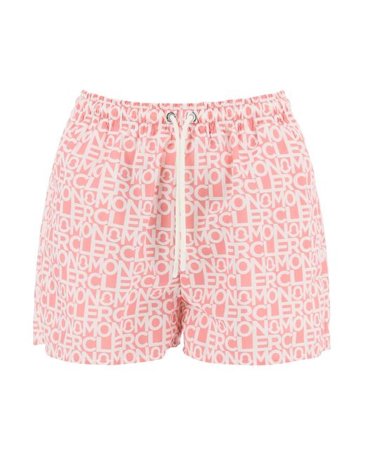 Moncler Pink Logo-Shorts aus technischem Gewebe