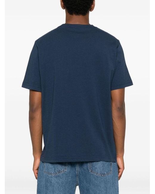 Autry X Maison Kitsune Blue Logo Cotton T-Shirt for men