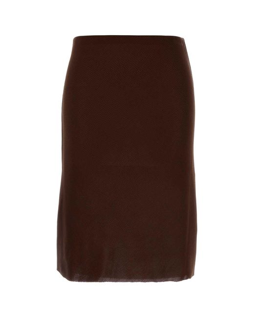 Miu Miu Brown Silk Skirt