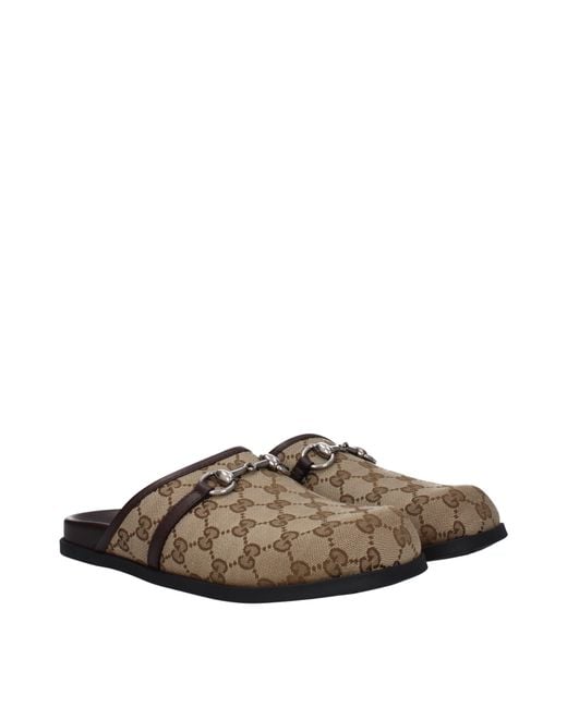 Gucci Brown Slippers And Clogs Fabric/Ebony