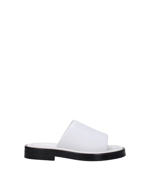Ferragamo White Juno Leather Sandals And Clogs