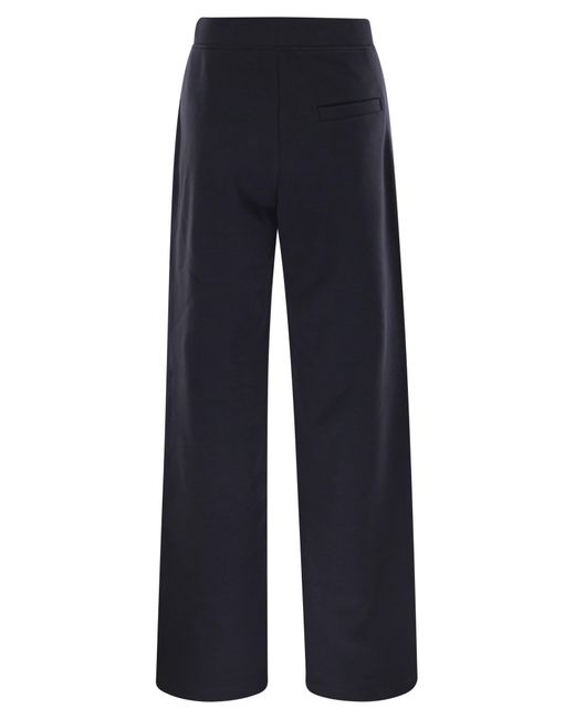 Max Mara Blue Pompeo Cotton Trousers With Logo