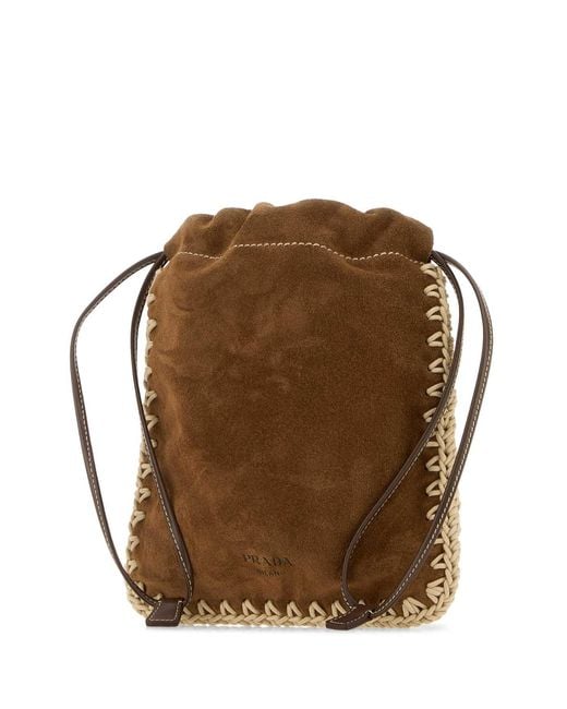 Prada Brown Chocolate Suede Phone Holder