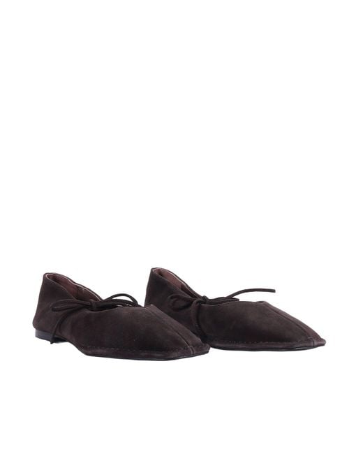 Alohas Black Sway Suede Coffee Leather Ballet Flats Altezza Tacco 1 Cm
