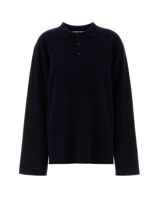 Extreme Cashmere Blue Dark Stretch Cashmere Blend Alligator Polo Shirt