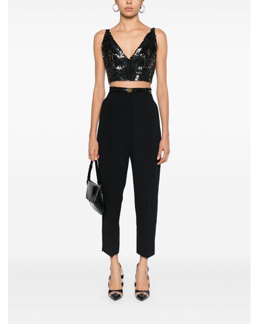 P.A.R.O.S.H. Black P.A.R.O..H. Grand Sequinned Crop Top