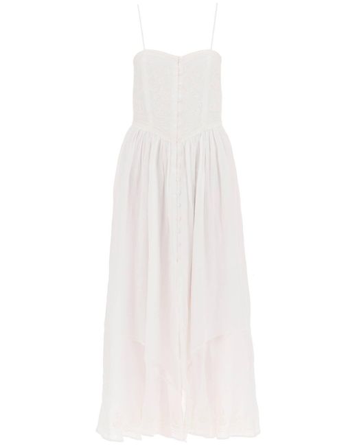 Isabel Marant "erika -jurk Met Geborduurd Lijfje in het White