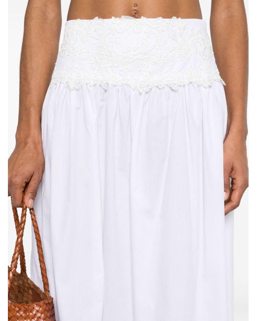 Ermanno Scervino Midi-Rok Met Borduurwerk in het White