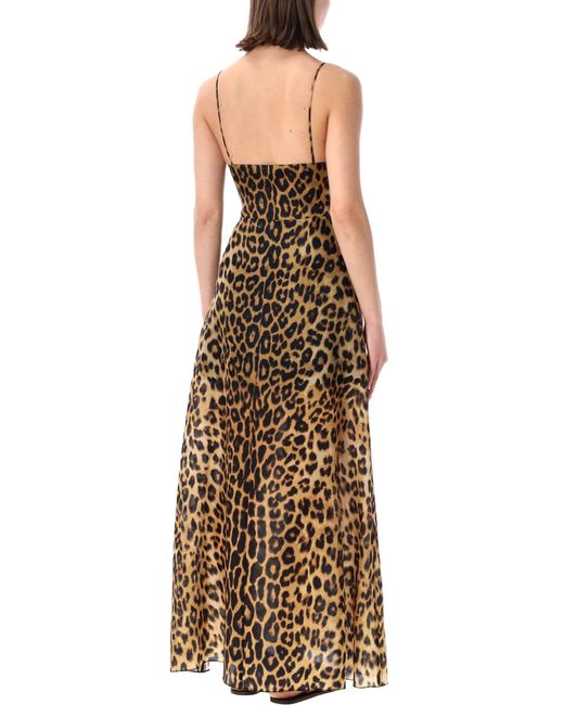 Alberta Ferretti Metallic Alberta Ferretti Leopard-Print Organza Maxi Dress