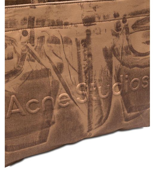 Acne Brown Logo Tote Bag