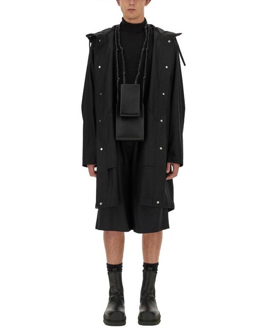 Jil Sander Black Hooded Cotton Parka for men