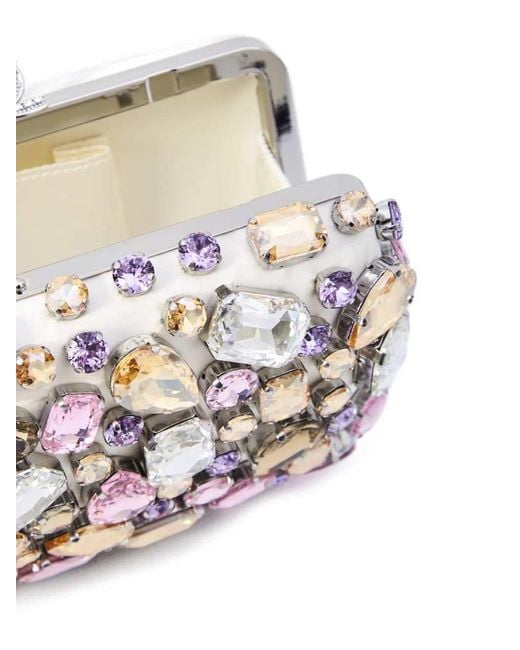 Self-Portrait White Crystal Embellished Clutch