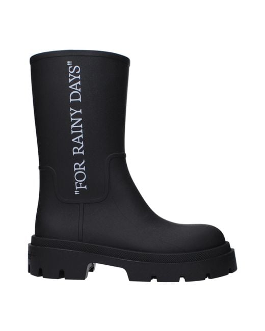Off-White c/o Virgil Abloh Black Stivali Reboot Rainy Uomo Gomma Nero