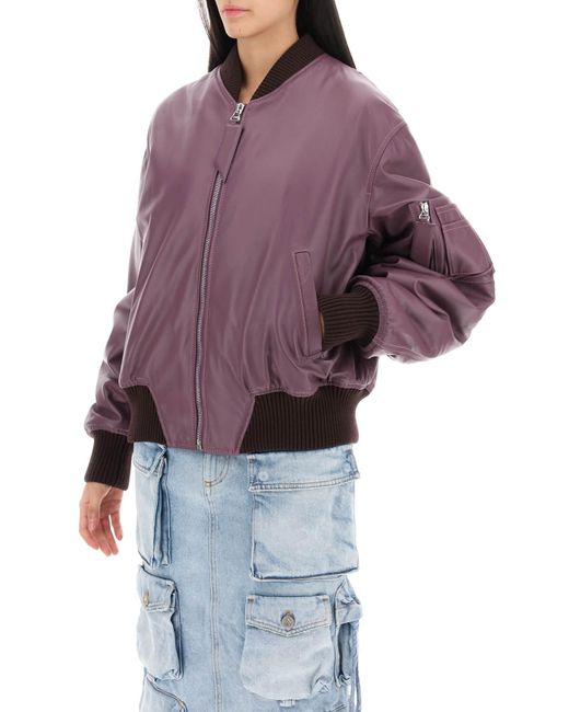 La chaqueta de bombardero de cuero Attico anja The Attico de color Purple