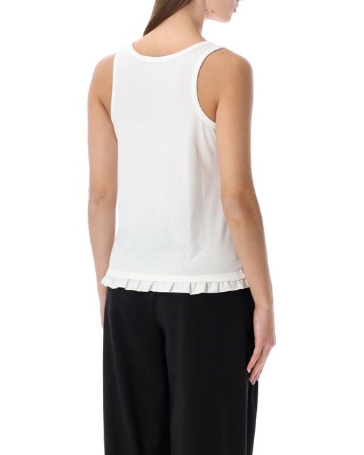 ROTATE BIRGER CHRISTENSEN White Rotate Ruffle-Hem Cotton Tank Top