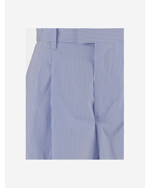 ARMARIUM Blue Cotton Shorts With Striped Pattern