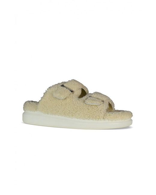 McQueen Metallic Shearling-Lined Slides for men