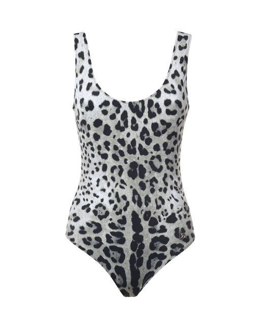 Leopard Imprimer un maillot de bain Dolce & Gabbana en coloris White